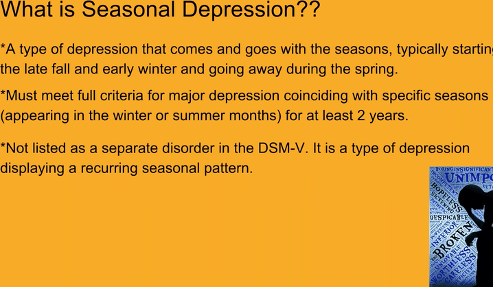 Seasonal Affective Disorder (SAD) & Seasonal Depression